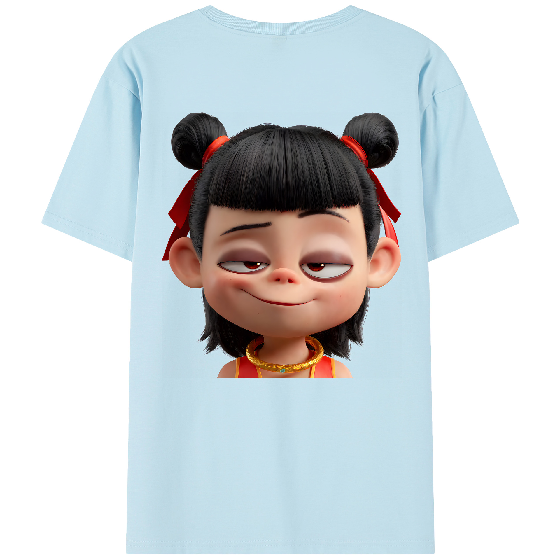 （画像用） Ne Zha 2 ナタ 魔童の大暴れ 綿100％半袖Tシャツ（背面プリント）